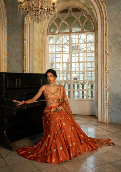 Top 100+ Rust Orange Lehenga Designs: Warm and Rich Ensemble