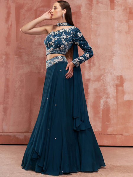 Top 100+ Dark Teal Lehenga Designs: Bold and Sophisticated Look for Mehndi