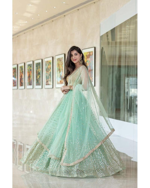 Top 100+ Mint Green Lehenga Designs: Fresh and Modern Choice for Mehndi