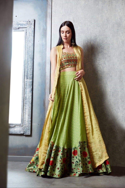 Top 100+ Olive Yellow Lehenga Designs: Unique and Refreshing Choice for Mehndi