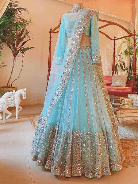 Top 100+ Sky Blue Lehenga Designs: Dreamy and Ethereal Ensemble