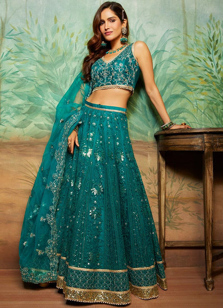 Top 100+ Dark Teal Lehenga Designs: Bold and Sophisticated Look for Mehndi