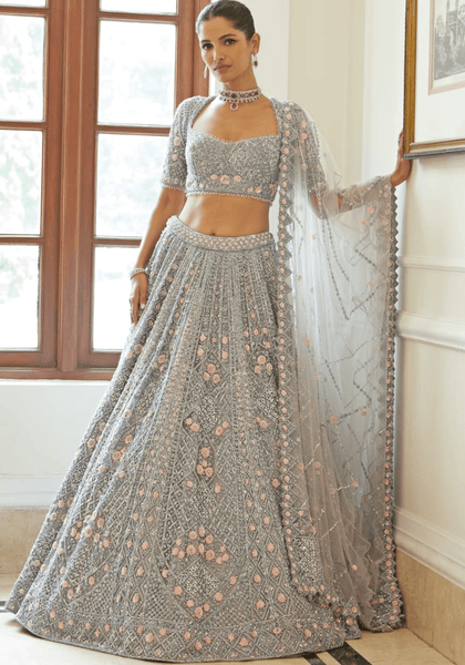 Top 100+ Slate Grey Lehenga Designs: Modern and Elegant Bridal Attire