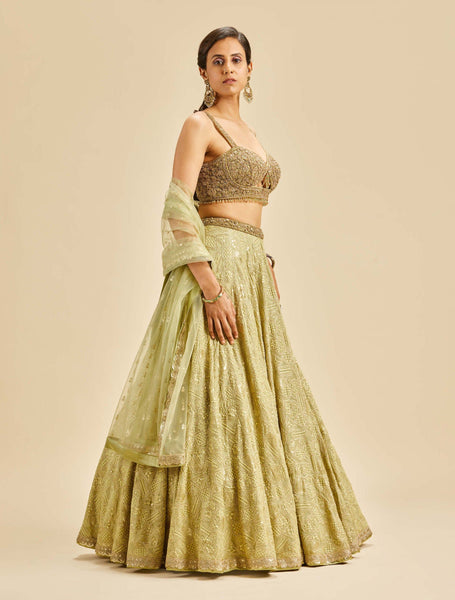 Top 100+ Olive Yellow Lehenga Designs: Unique and Refreshing Choice for Mehndi