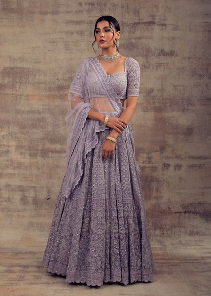 Top 100+ Lavender Grey Lehenga Designs: Soft and Elegant Ensemble for Day Weddings