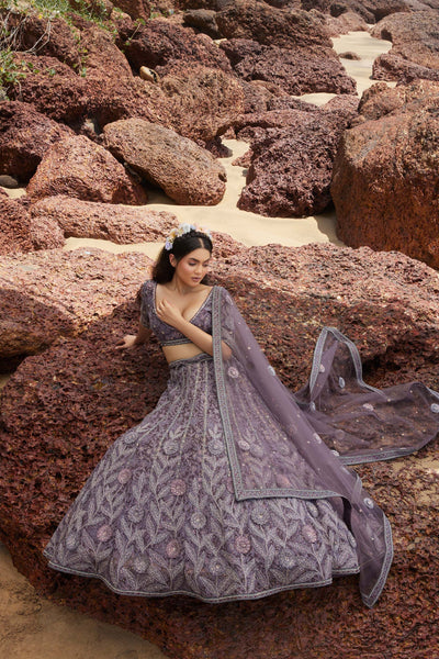 Top 100+ Lavender Grey Lehenga Designs: Soft and Elegant Ensemble for Day Weddings