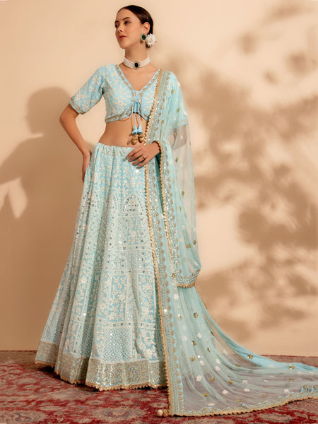 Top 100+ Sky Blue Lehenga Designs: Dreamy and Ethereal Ensemble