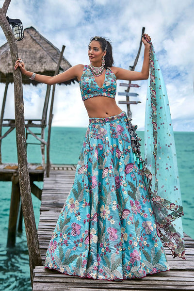 Top 100+ Turquoise Lehenga Designs: Refreshing and Exotic Look