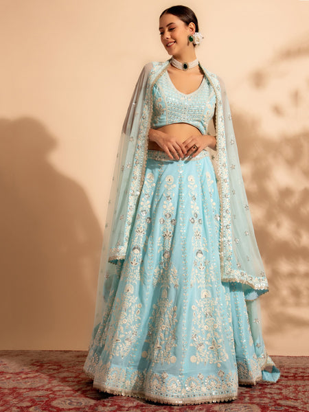 Top 100+ Sky Blue Lehenga Designs: Dreamy and Ethereal Ensemble