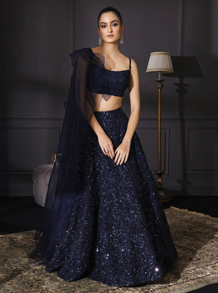 Top 100+ Midnight Blue Lehenga Designs: Deep and Mysterious Look for Evening Receptions