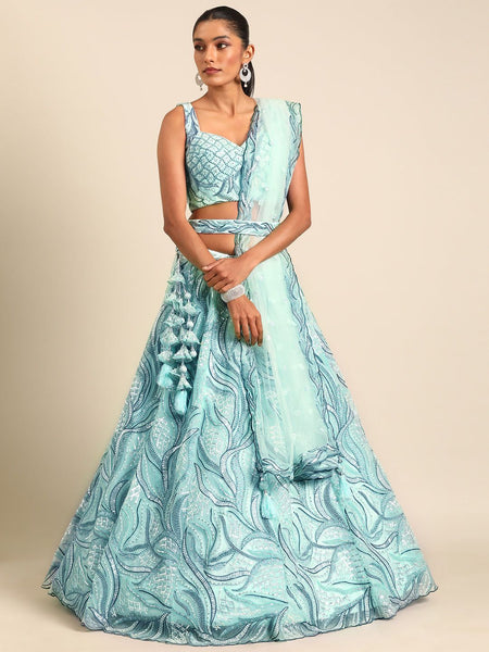 Top 100+ Turquoise Lehenga Designs: Refreshing and Exotic Look