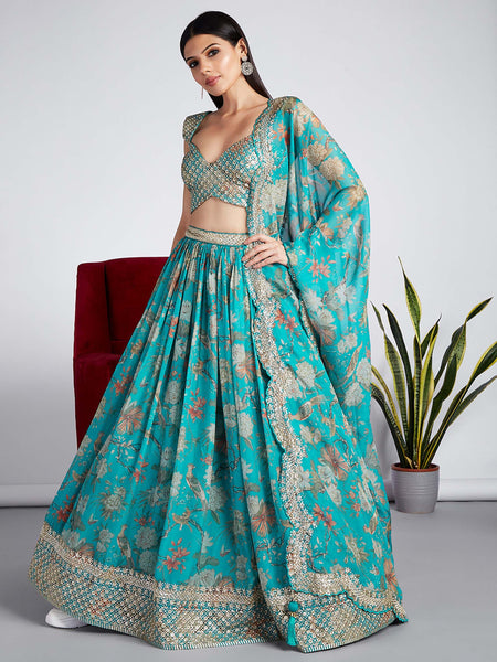 Top 100+ Turquoise Lehenga Designs: Refreshing and Exotic Look