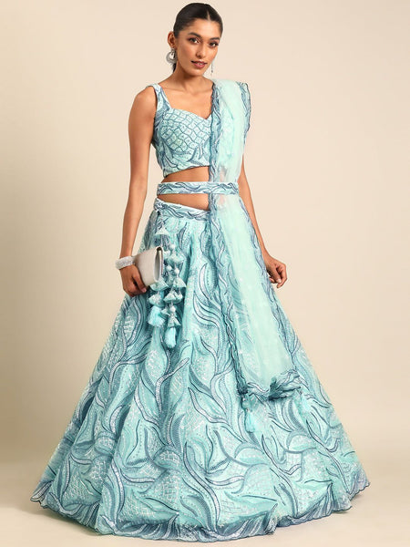 Top 100+ Turquoise Lehenga Designs: Refreshing and Exotic Look