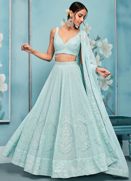 Top 100+ Sky Blue Lehenga Designs: Dreamy and Ethereal Ensemble