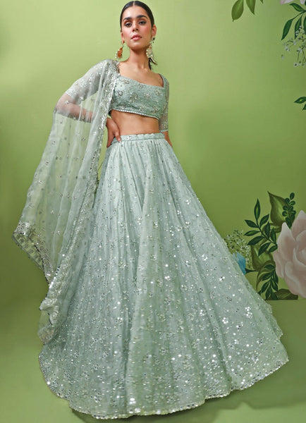 Top 100+ Mint Green Lehenga Designs: Fresh and Modern Choice for Mehndi