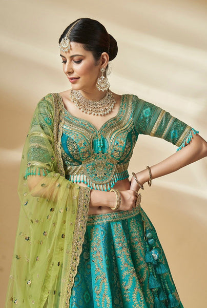 Top 100+ Turquoise Lehenga Designs: Refreshing and Exotic Look