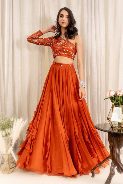 Top 100+ Rust Orange Lehenga Designs: Warm and Rich Ensemble