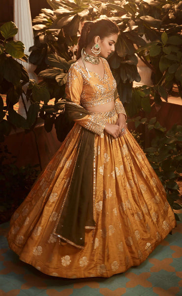 Top 100+ Olive Yellow Lehenga Designs: Unique and Refreshing Choice for Mehndi