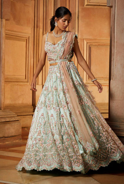 Top 100+ Mint Green Lehenga Designs: Fresh and Modern Choice for Mehndi