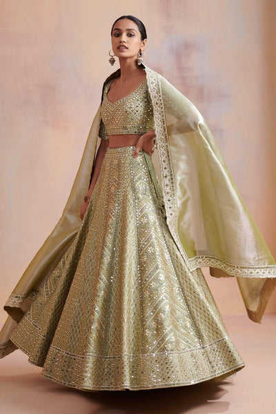 Top 100+ Olive Yellow Lehenga Designs: Unique and Refreshing Choice for Mehndi