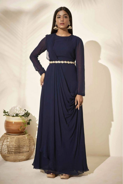 Top 100+ Navy Blue Indo-Western Dress Designs: Classic and Timeless Choice