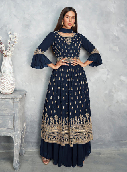 Top 100+ Navy Blue Indo-Western Dress Designs: Classic and Timeless Choice