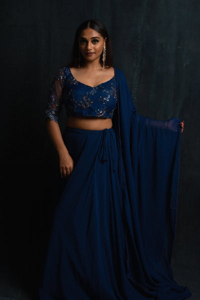 Top 100+ Navy Blue Indo-Western Dress Designs: Classic and Timeless Choice