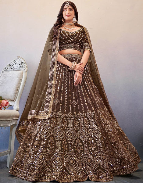 Top 100+ Chocolate Brown Lehenga Designs: Rich and Warm Look for Winter Weddings