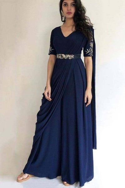 Top 100+ Navy Blue Indo-Western Dress Designs: Classic and Timeless Choice