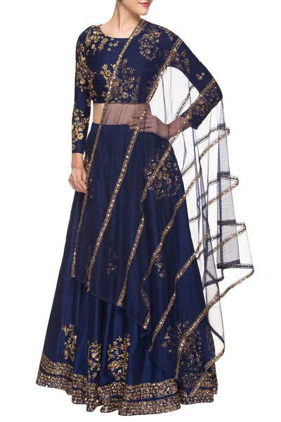 Top 100+ Navy Blue Indo-Western Dress Designs: Classic and Timeless Choice