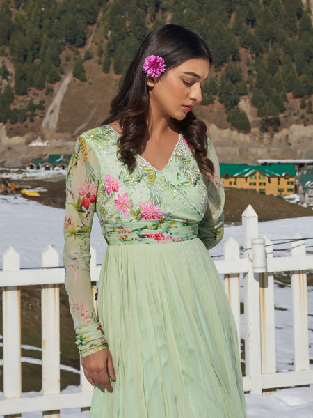 Top 100+ Mint Green Indo-Western Dress Designs: Fresh and Modern Choice