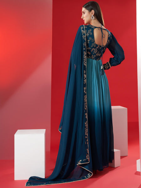 Top 100+ Teal Indo-Western Dress Designs: Unique and Sophisticated Choice