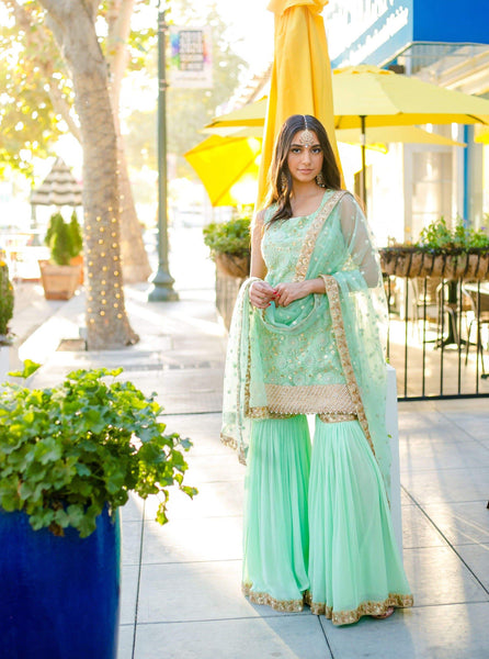 Top 100+ Mint Green Indo-Western Dress Designs: Fresh and Modern Choice