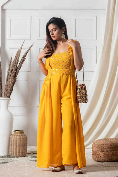 Top 100+ Mustard Yellow Indo-Western Dress Designs: Trendy and Chic for Gatherings