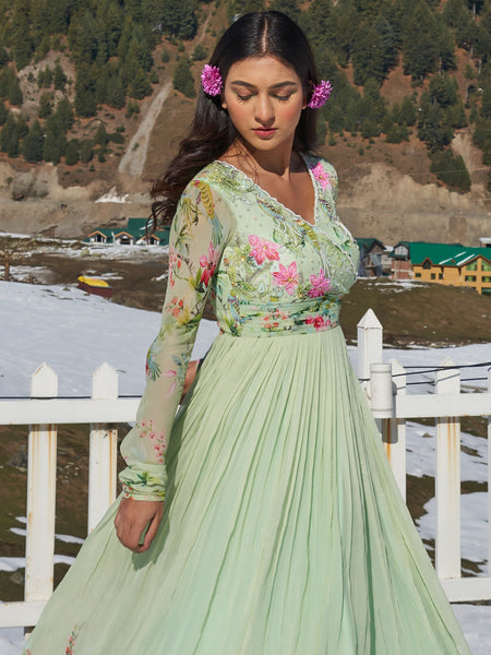 Top 100+ Mint Green Indo-Western Dress Designs: Fresh and Modern Choice