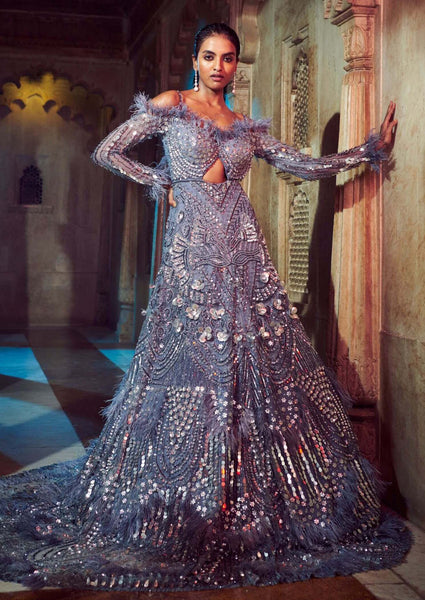 Top 100+ Slate Grey Indo-Western Dress Designs: Modern and Elegant Attire