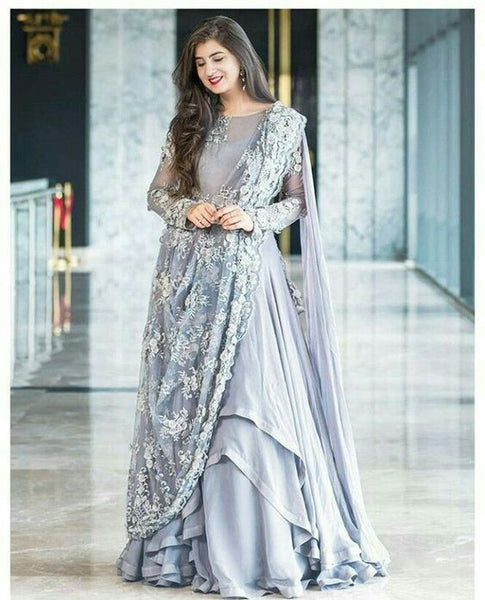 Top 100+ Slate Grey Indo-Western Dress Designs: Modern and Elegant Attire