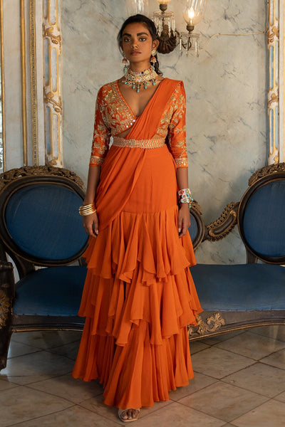 Top 100+ Rust Orange Indo-Western Dress Designs: Warm and Rich Look