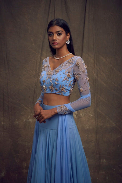 Top 100+ Sky Blue Indo-Western Dress Designs: Dreamy and Ethereal Ensemble