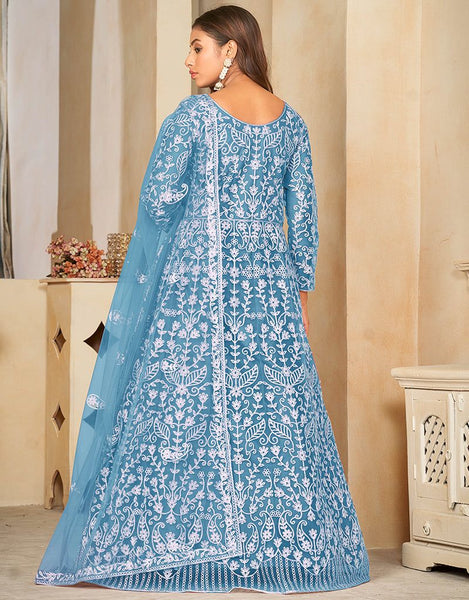 Top 100+ Sky Blue Indo-Western Dress Designs: Dreamy and Ethereal Ensemble