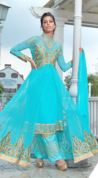 Top 100+ Sky Blue Indo-Western Dress Designs: Dreamy and Ethereal Ensemble