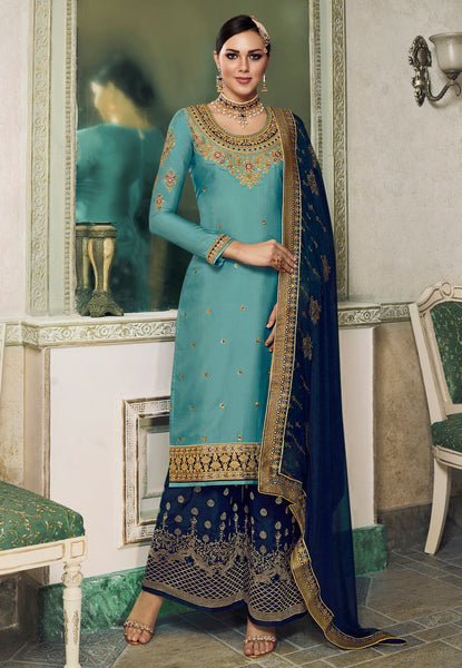 Top 100+ Sky Blue Indo-Western Dress Designs: Dreamy and Ethereal Ensemble