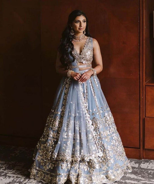 Top 100+ Sky Blue Indo-Western Dress Designs: Dreamy and Ethereal Ensemble