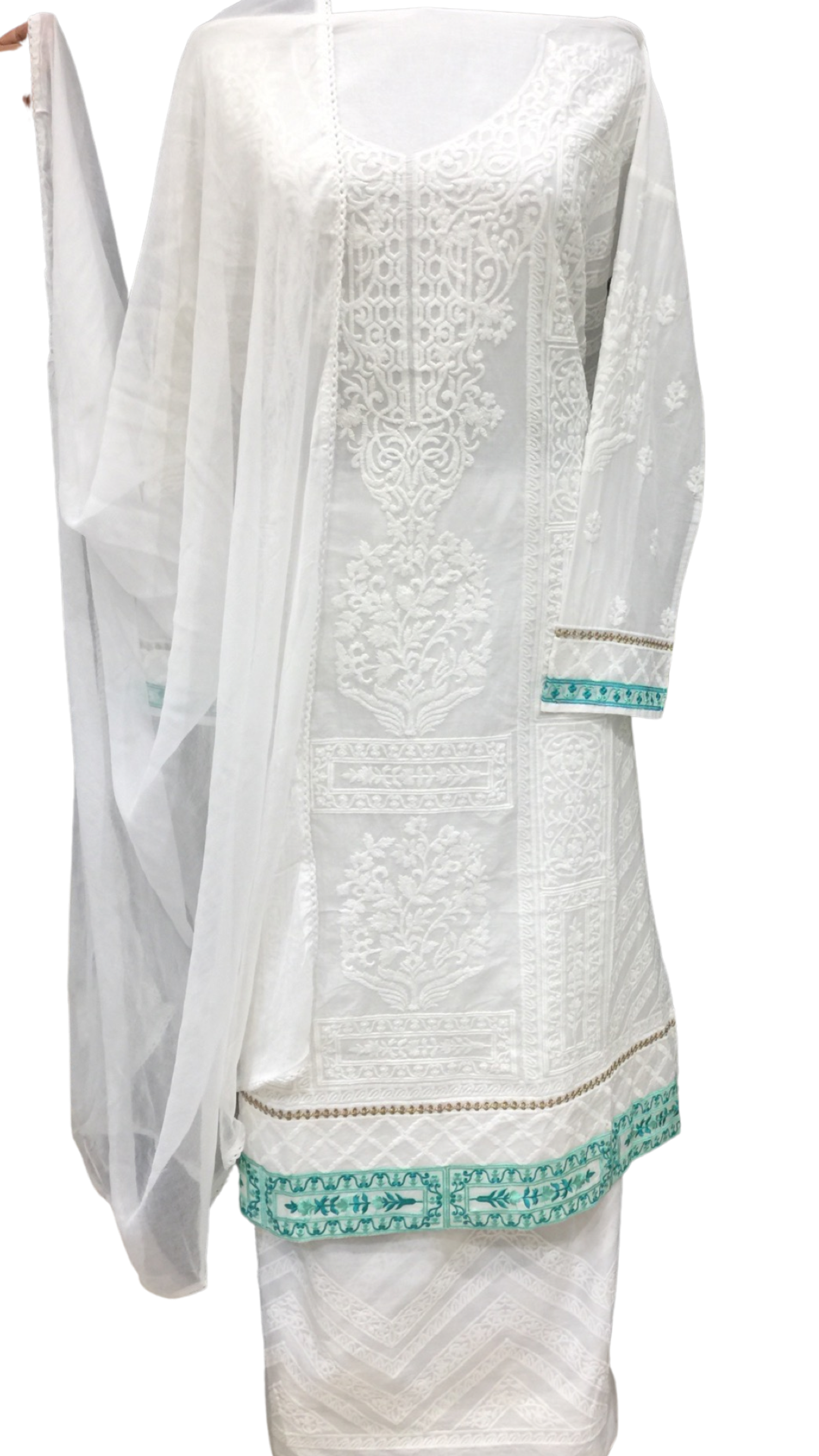 Cream Blended Cotton Print Designer Palazzo Suit buy online - Best Seller