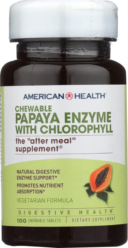 AMERICAN HEALTH: Papaya Enzyme with Chlorophyll Chewable, 100 Tablets - AMERICAN HEALTH - Lunaflora 