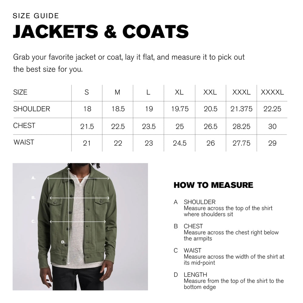 Good Man Brand Jackets Sizing