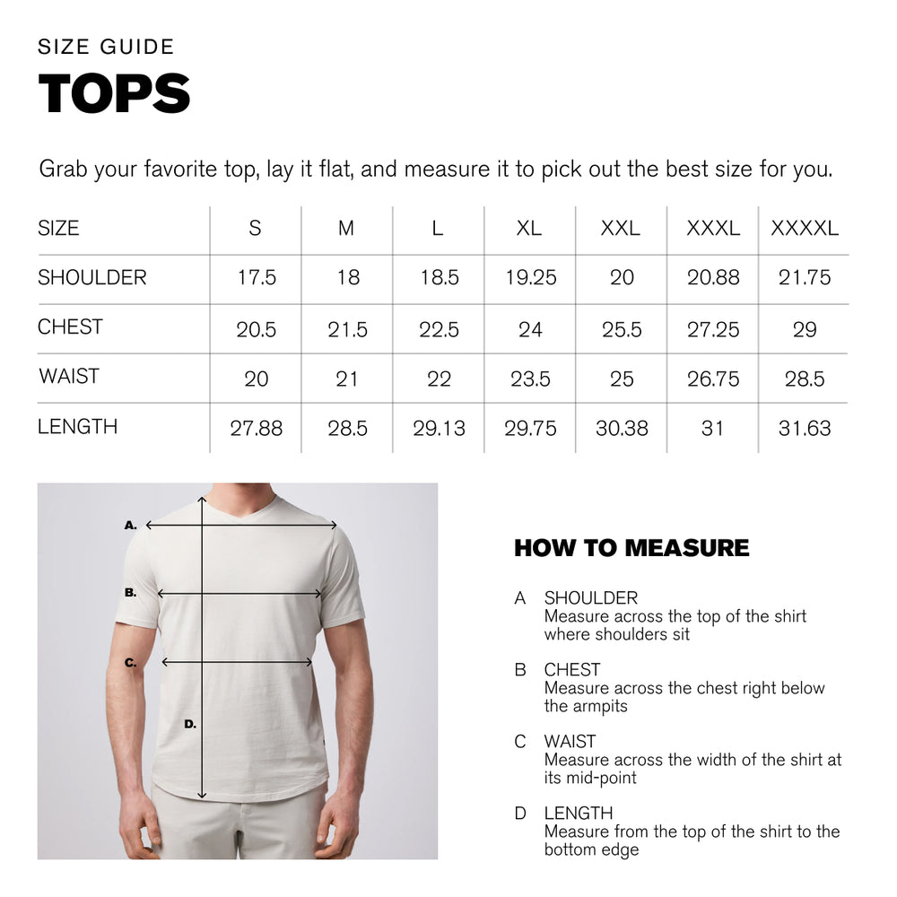 Good Man Brand Tops sizing guide