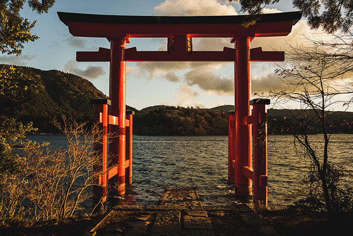 the torii gate of hakone shinto shrine