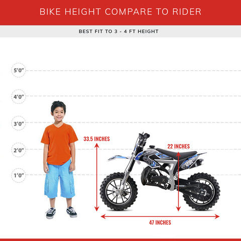 MotoTec Demon 50cc 2-Stroke Kids Gas Dirt Bike Blue