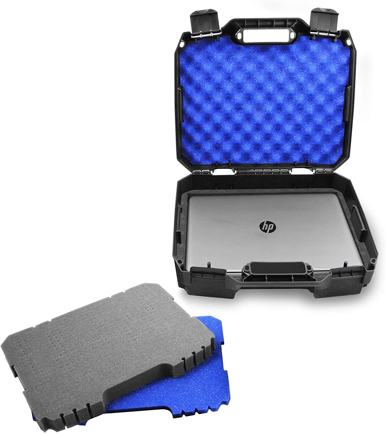 CASEMATIX Laptop Hard Case for 15.6" Laptops with Customizable Foam Compatible with HP Elite Dragonfly, Envy 360 X360, Stream 14 | Lightweight & Affordable Hard Cases For Microphones, Guns, PS5s More